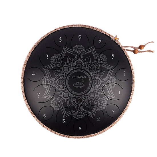 tongue drum, tongue drum 432hz mandala, steel tongue drum, tambour a langue, acheter, prix, 15 notes, noir